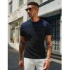 COOFANDY Men’s Casual T-Shirts Short Sleeve Crewneck Pullover Classic Knit Tee Shirts(Stripe – Black & Navy)