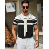 COOFANDY Men’s Casual T-Shirts Short Sleeve Crewneck Pullover Classic Knit Tee Shirts(Stripe – Black & White)