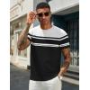 COOFANDY Men’s Casual T-Shirts Short Sleeve Crewneck Pullover Classic Knit Tee Shirts(Stripe – Black & White)