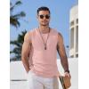 COOFANDY Mens Casual Tank Tops 2 Pack Waffle Knit Sleeveless Shirt Breathable Tank Shirts Summer Muscle Tee(Pink)