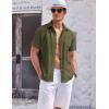 COOFANDY Men’s Casual Textured Short Sleeve Button Down Summer Beach Shirt(Army Green)