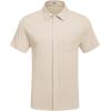 COOFANDY Men’s Casual Textured Short Sleeve Button Down Summer Beach Shirt(Beige)