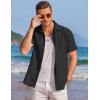 COOFANDY Men’s Casual Textured Short Sleeve Button Down Summer Beach Shirt(Black)