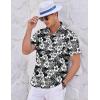 COOFANDY Men’s Casual Textured Short Sleeve Button Down Summer Beach Shirt(Black&white Floral)
