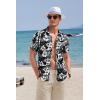COOFANDY Men’s Casual Textured Short Sleeve Button Down Summer Beach Shirt(Black&white Floral)