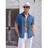 COOFANDY Men’s Casual Textured Short Sleeve Button Down Summer Beach Shirt(Dark Blue)