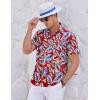 COOFANDY Men’s Casual Textured Short Sleeve Button Down Summer Beach Shirt(Hawaii Flowers)