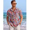 COOFANDY Men’s Casual Textured Short Sleeve Button Down Summer Beach Shirt(Hawaii Flowers)
