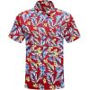 COOFANDY Men’s Casual Textured Short Sleeve Button Down Summer Beach Shirt(Hawaii Flowers)