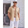 COOFANDY Men’s Casual Textured Short Sleeve Button Down Summer Beach Shirt(Khaki)