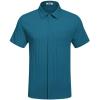 COOFANDY Men’s Casual Textured Short Sleeve Button Down Summer Beach Shirt(Lake Blue)