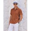 COOFANDY Men’s Casual Textured Short Sleeve Button Down Summer Beach Shirt(Light Brown)
