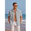 COOFANDY Men’s Casual Textured Short Sleeve Button Down Summer Beach Shirt(Light Gray)