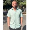 COOFANDY Men’s Casual Textured Short Sleeve Button Down Summer Beach Shirt(Light Green)
