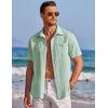 COOFANDY Men’s Casual Textured Short Sleeve Button Down Summer Beach Shirt(Light Green)