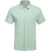 COOFANDY Men’s Casual Textured Short Sleeve Button Down Summer Beach Shirt(Light Green)