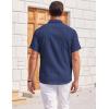 COOFANDY Men’s Casual Textured Short Sleeve Button Down Summer Beach Shirt(Navy Blue)