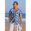 COOFANDY Men’s Casual Textured Short Sleeve Button Down Summer Beach Shirt(Navy Blue Floral)