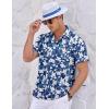 COOFANDY Men’s Casual Textured Short Sleeve Button Down Summer Beach Shirt(Navy Blue Floral)
