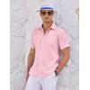COOFANDY Men’s Casual Textured Short Sleeve Button Down Summer Beach Shirt(Orange Pink)