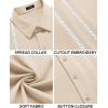 COOFANDY Men’s Cuban Guayabera Shirt Short Sleeve Button Down Shirts Casual Summer Beach Linen Shirts(Beige-white Webbing)