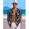 COOFANDY Men’s Hawaiian Shirt Short Sleeve Floral Button Down Shirts Tropical Holiday Beach Shirts(Black – Leaf)