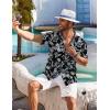 COOFANDY Men’s Hawaiian Shirt Short Sleeve Floral Button Down Shirts Tropical Holiday Beach Shirts(Black – Leaf)