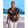 COOFANDY Men’s Hawaiian Shirt Short Sleeve Floral Button Down Shirts Tropical Holiday Beach Shirts(Black – Red+purple Flower)