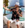 COOFANDY Men’s Hawaiian Shirt Short Sleeve Floral Button Down Shirts Tropical Holiday Beach Shirts(Black – Red+purple Flower)