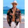 COOFANDY Men’s Hawaiian Shirt Short Sleeve Floral Button Down Shirts Tropical Holiday Beach Shirts(Black – Red+purple Flower)