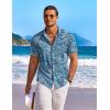COOFANDY Men’s Hawaiian Shirt Short Sleeve Floral Button Down Shirts Tropical Holiday Beach Shirts(Blue White Leaves)