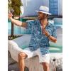 COOFANDY Men’s Hawaiian Shirt Short Sleeve Floral Button Down Shirts Tropical Holiday Beach Shirts(Blue White Leaves)