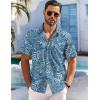 COOFANDY Men’s Hawaiian Shirt Short Sleeve Floral Button Down Shirts Tropical Holiday Beach Shirts(Blue White Leaves)