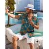 COOFANDY Men’s Hawaiian Shirt Short Sleeve Floral Button Down Shirts Tropical Holiday Beach Shirts(Gray Blue – Flower)