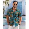 COOFANDY Men’s Hawaiian Shirt Short Sleeve Floral Button Down Shirts Tropical Holiday Beach Shirts(Gray Blue – Flower)