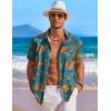 COOFANDY Men’s Hawaiian Shirt Short Sleeve Floral Button Down Shirts Tropical Holiday Beach Shirts(Gray Blue – Flower)