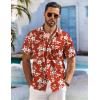 COOFANDY Men’s Hawaiian Shirt Short Sleeve Floral Button Down Shirts Tropical Holiday Beach Shirts(Red – Flower)