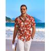 COOFANDY Men’s Hawaiian Shirt Short Sleeve Floral Button Down Shirts Tropical Holiday Beach Shirts(Red – Flower)