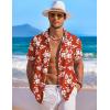 COOFANDY Men’s Hawaiian Shirt Short Sleeve Floral Button Down Shirts Tropical Holiday Beach Shirts(Red – Flower)