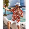 COOFANDY Men’s Hawaiian Shirt Short Sleeve Floral Button Down Shirts Tropical Holiday Beach Shirts(Red – Flower)