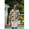 COOFANDY Mens Hawaiian Shirts Short Sleeve Casual Button Down Tropical Beach Shirt(Light Yellow / Navy Blue)