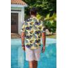 COOFANDY Mens Hawaiian Shirts Short Sleeve Casual Button Down Tropical Beach Shirt(Light Yellow / Navy Blue)