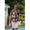 COOFANDY Mens Hawaiian Shirts Short Sleeve Casual Button Down Tropical Beach Shirt(Wine Red / Black)