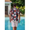 COOFANDY Mens Hawaiian Shirts Short Sleeve Casual Button Down Tropical Beach Shirt(Wine Red / Black)