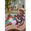 COOFANDY Mens Hawaiian Shirts Short Sleeve Casual Button Down Tropical Beach Shirt(Wine Red / Black)