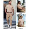 COOFANDY Mens Knit T-Shirts Casual Short Sleeve Crewneck Shirt Textured Pullover Tees(Apricot)
