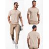 COOFANDY Mens Knit T-Shirts Casual Short Sleeve Crewneck Shirt Textured Pullover Tees(Apricot)