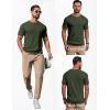 COOFANDY Mens Knit T-Shirts Casual Short Sleeve Crewneck Shirt Textured Pullover Tees(Army Green)