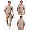COOFANDY Mens Knit T-Shirts Casual Short Sleeve Crewneck Shirt Textured Pullover Tees(Khaki)