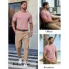COOFANDY Mens Knit T-Shirts Casual Short Sleeve Crewneck Shirt Textured Pullover Tees(Pink)